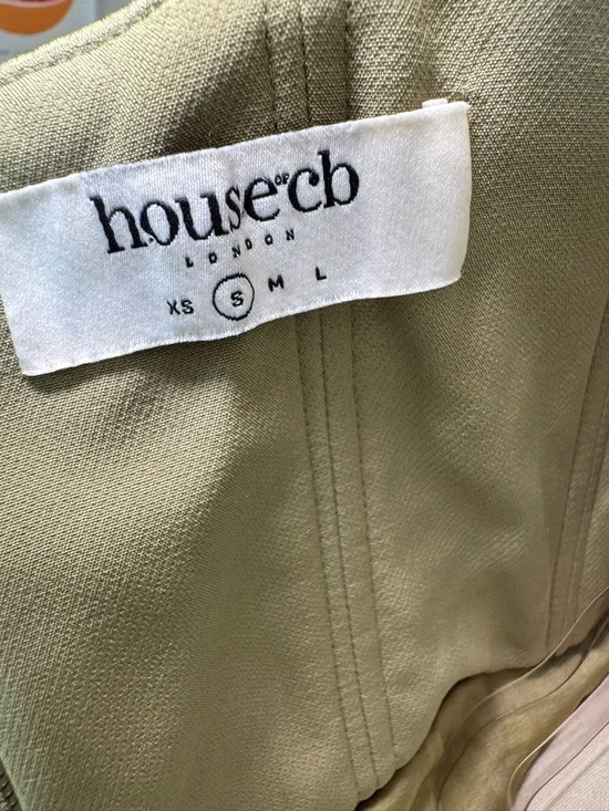 House of CB Olive Green Satin Corset Midi Dress - Picture 8 of 8